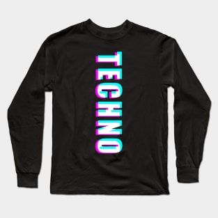 3D Techno Text - Upright Long Sleeve T-Shirt